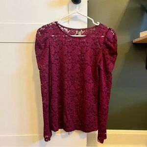 Allegra K Burgundy Lace Blouse